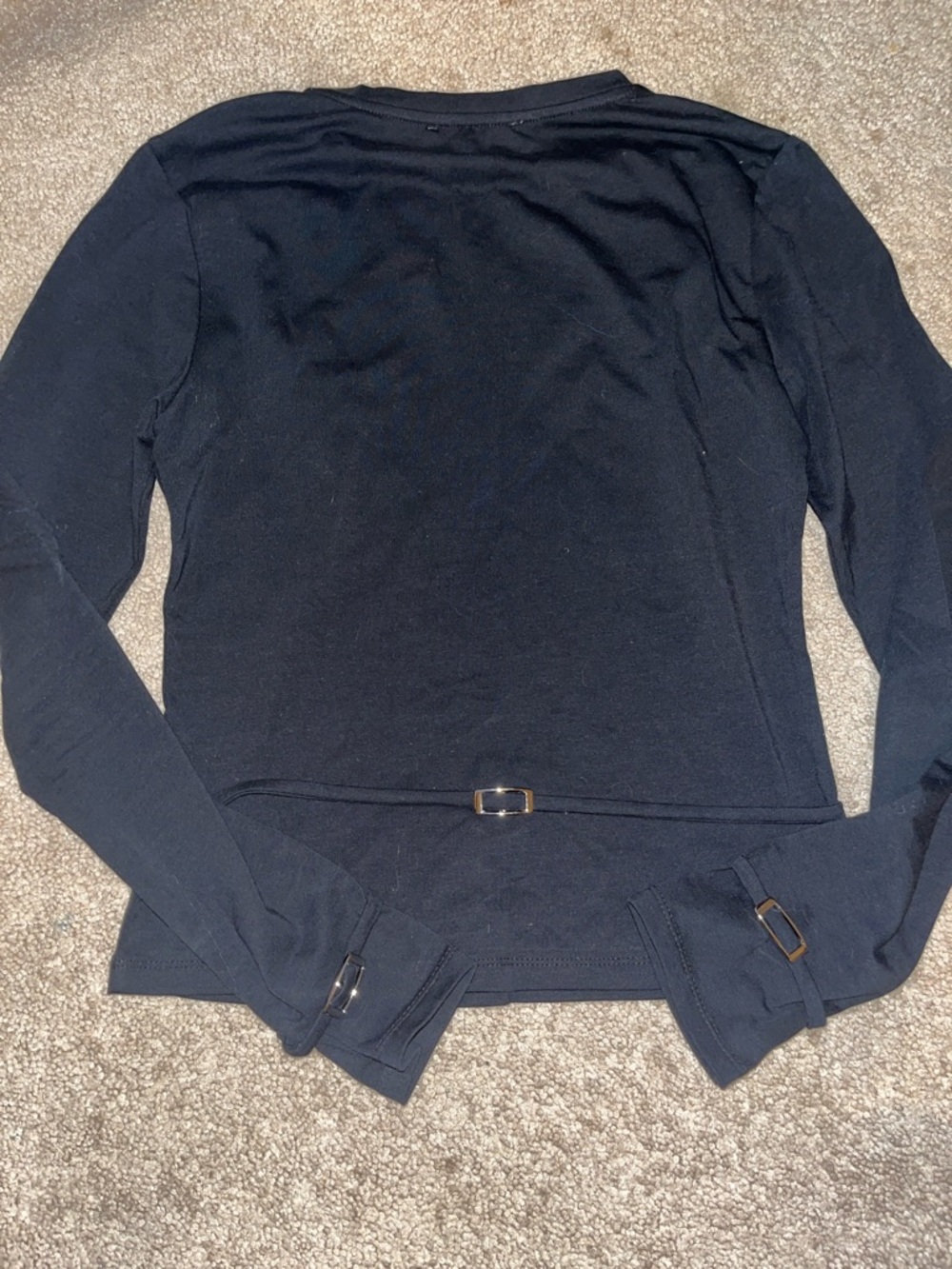Women’s black Long-Sleeve Feners top with Buckle Detail